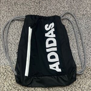 Adidas Black and White Drawstring Backpack